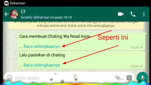 Cara Membuat Read More WhatsApp