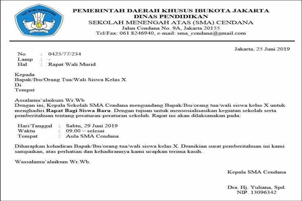 Contoh Surat Dinas