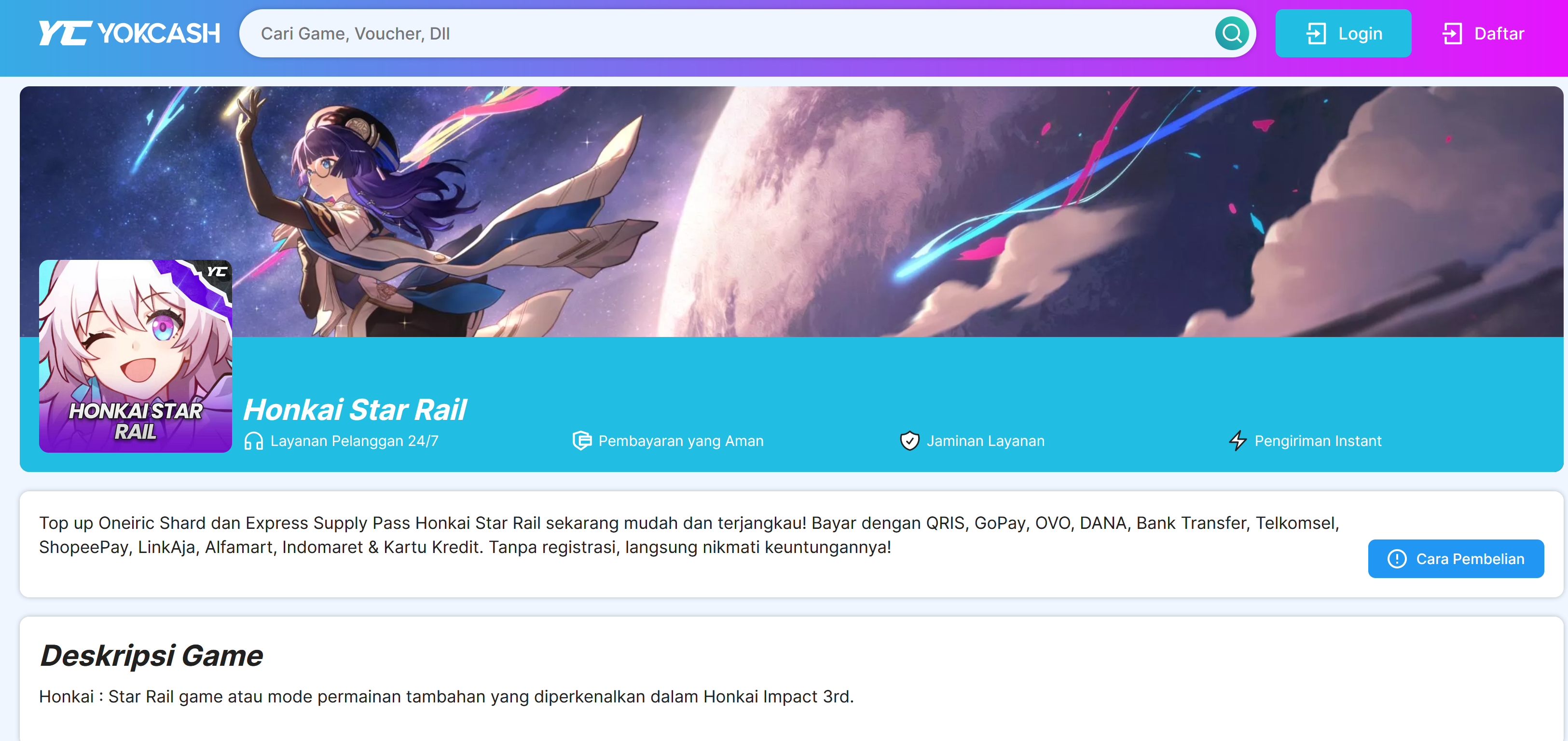 Paling Aman! Top Up Honkai Star Rail yang Mudah Terpercaya di Yokcash.com